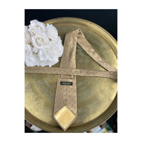 Donald Trump Signature Silk Neck Tie Gold Brown Geometric - Picture 4 of 5